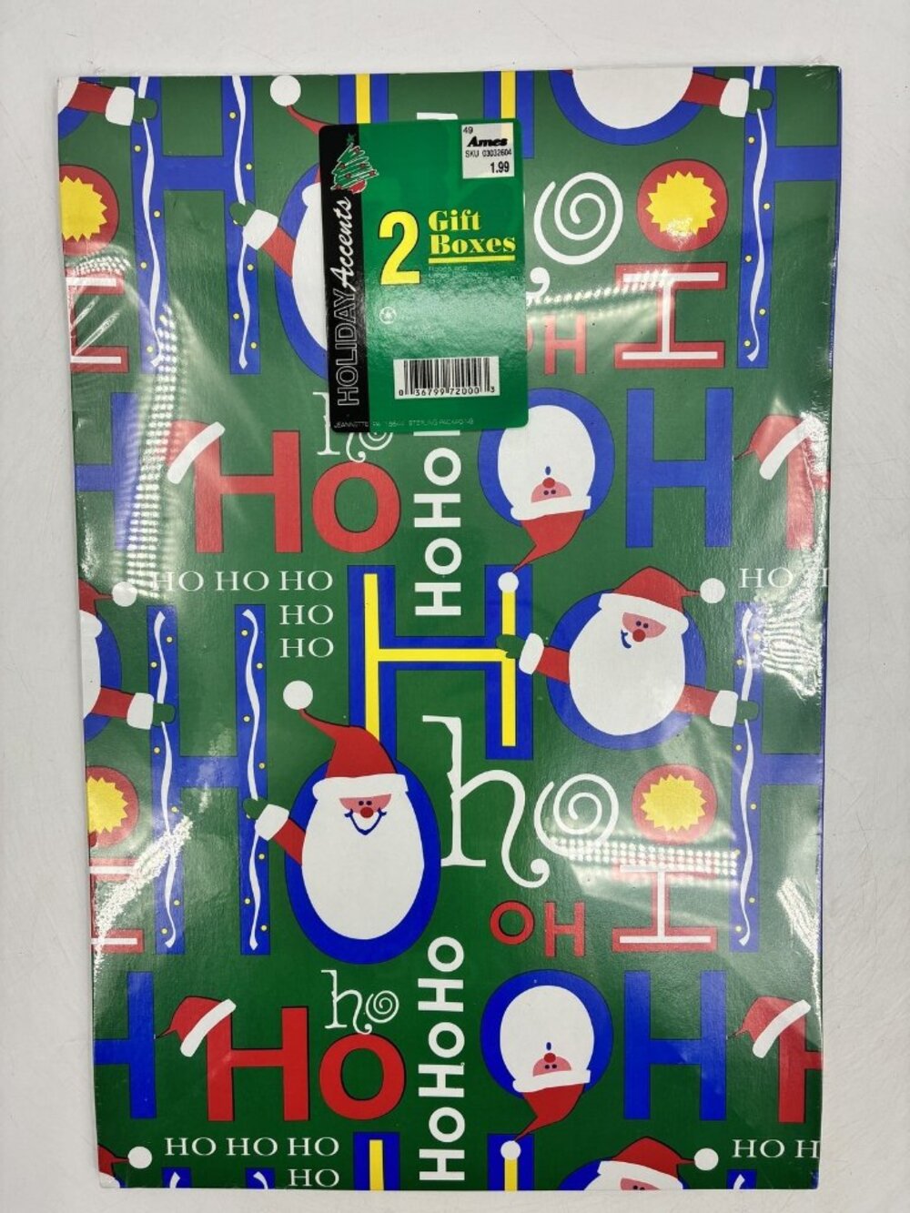 2 Vintage Holiday Accents Christmas Gift Boxes Ames Ho Ho Ho Santa Merry